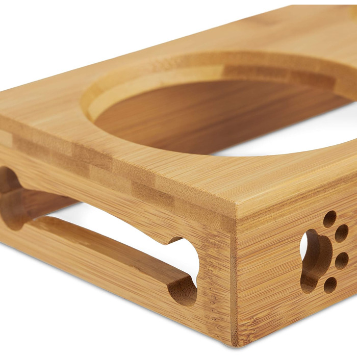 Набір мисок для котів та собак Relaxdays 3 шт. з бамбука та кераміки, для води та корму, миюча посудомийна машина