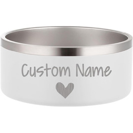 Персоналізований миска для собак та котів - нержавіюча сталева годівниця з іменем, антиковзаюча миска для собак та котів, поїльник для води (білий)