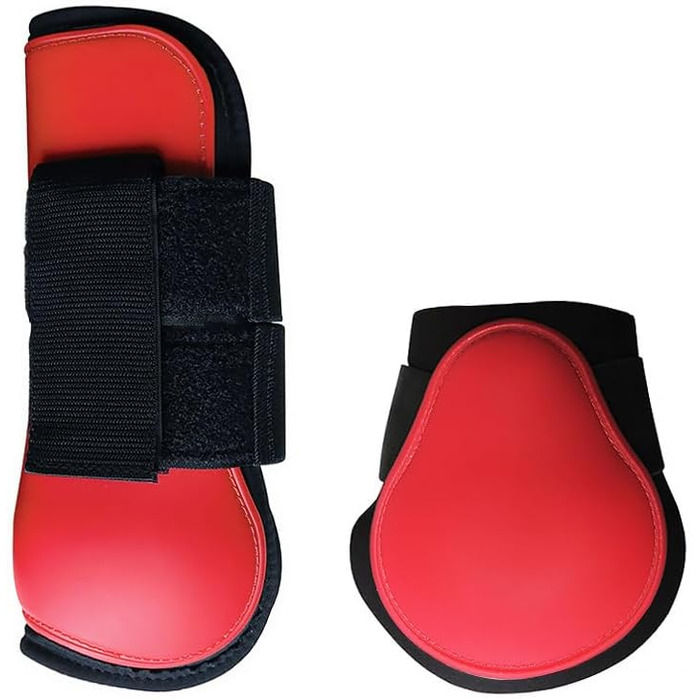 Гетри для коней Merauno® 4 шт. Комплект гетрів для передніх та задніх ніг, захист від ударів, застібка на пряжку, для жінок та чоловіків, міцний PU, захист сухожиль, класичні (будівельні), червоний (S)