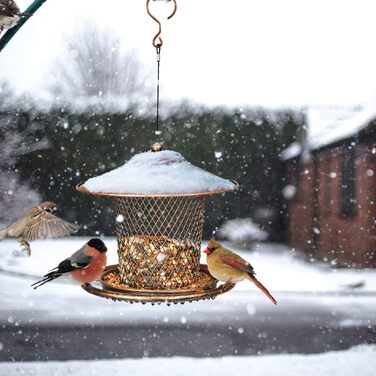 Годівниця для птахів у вигляді даху, захищена від білок, металева, 900 г, чорна/синя