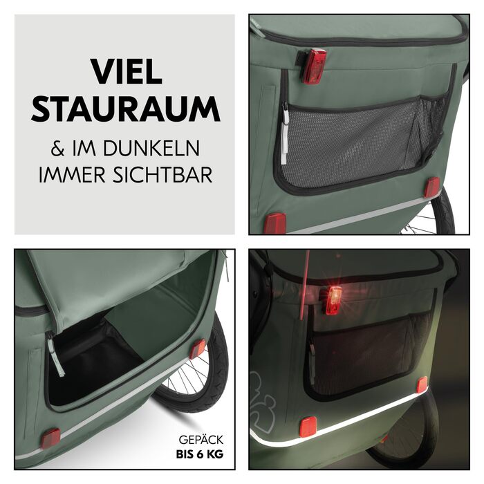 Hauck Bike N Walk Duo - 3в1 велопричіп для двох дітей з амортизацією, ручним гальмом та регульованими спинками (Dark Green)