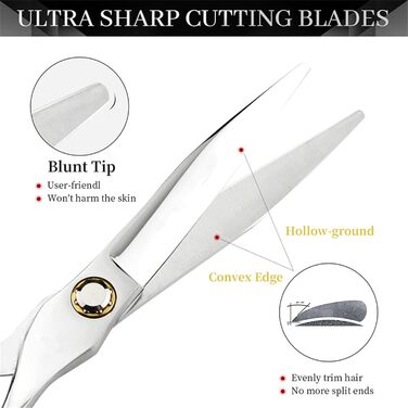 Набір професійних ножиць для грумінгу собак 6 дюймів: прямі та проріджуючі ножиці з регулюванням та золотою ручкою