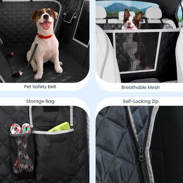 Захист для автосидіння PeCute: водонепроникний, з екошкіри, для собак, чорного кольору