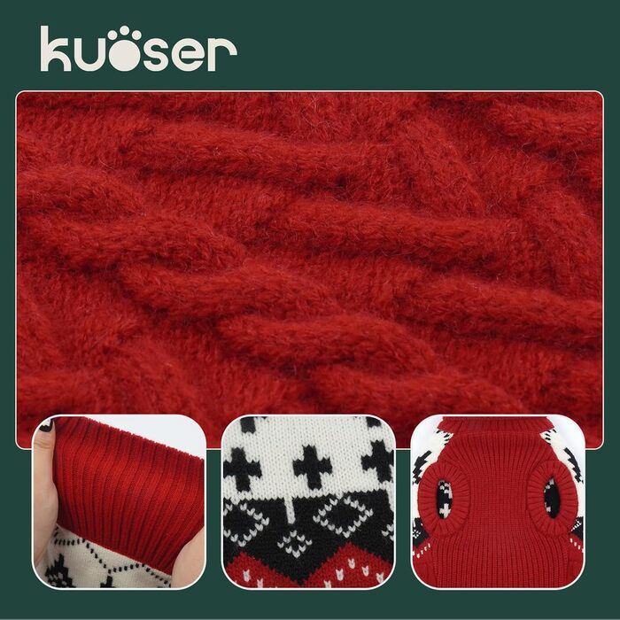 Теплий зимовий пуловер для собак Kuoer, червоний (XS)