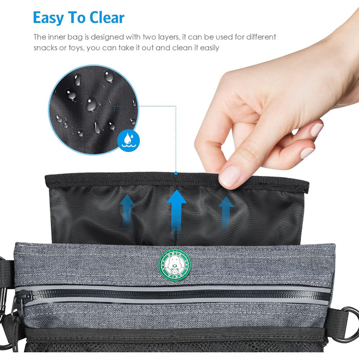 Сумка для ласощів для собак Brifit з магнітною застібкою, для тренувань, з регульованим поясом, знімною внутрішньою кишенею та дозатором для відходів, 22 x 19 x 3 см