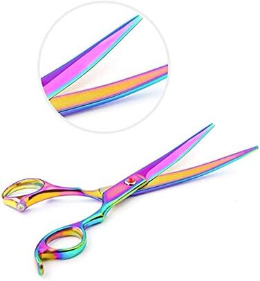 Професійні ножиці для собак 7 дюймів, набір 4 шт. (прямі, вигнуті, розріджувачі), чорний