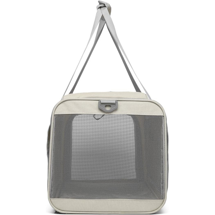 Велика переносна сумка для котів, собак, цуценят до 8 кг, з безпечними замками та регульованим плечовим ременем. Дихаюча, складана сумка-переноска для подорожей, до ветеринара, в авто та літак (Бежевий)