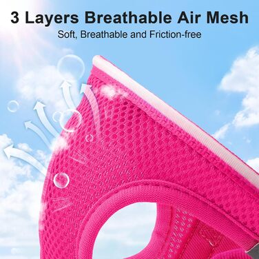 Світлодіодне шлейка для собак Feycig, зарядний акумулятор, світловідбиваючий, для цуценят та собак середніх розмірів, дихаюча шлейка (рожевий, X-Small)