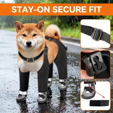 Чоботи для собак з підтримуючою конструкцією, водонепроникні чоботи-регулятори для цуценят, зимові чоботи-снігоступи, антибагряний костюм з чоботами, регульовані підтяжки (XS)