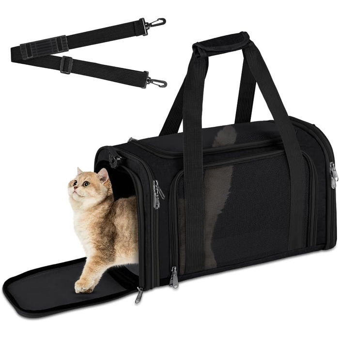 Складана переносна сумка-бокс для собак та котів VSSHE, 15 кг, чорна