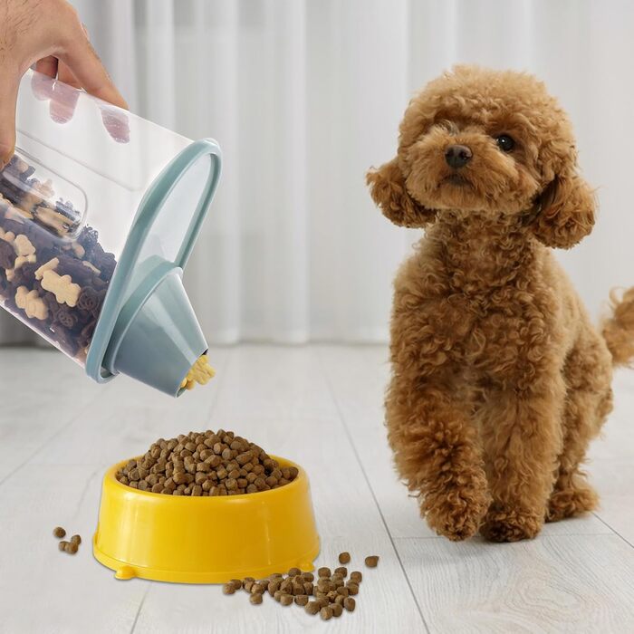 Контейнери для корму для собак 3 шт., 2,5 л, 15 x 23 см, контейнери для зберігання корму для домашніх тварин з мірними склянками, герметичні контейнери для корму для собак з виливною горловиною, пластикові контейнери для корму для котів