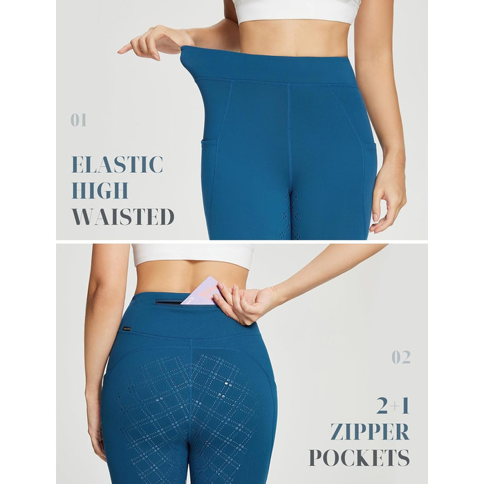 Брюки для верхової їзди BALEAF Daen Winter з флісу, повний пояс, кишені на блискавці, темно-синій (XL)