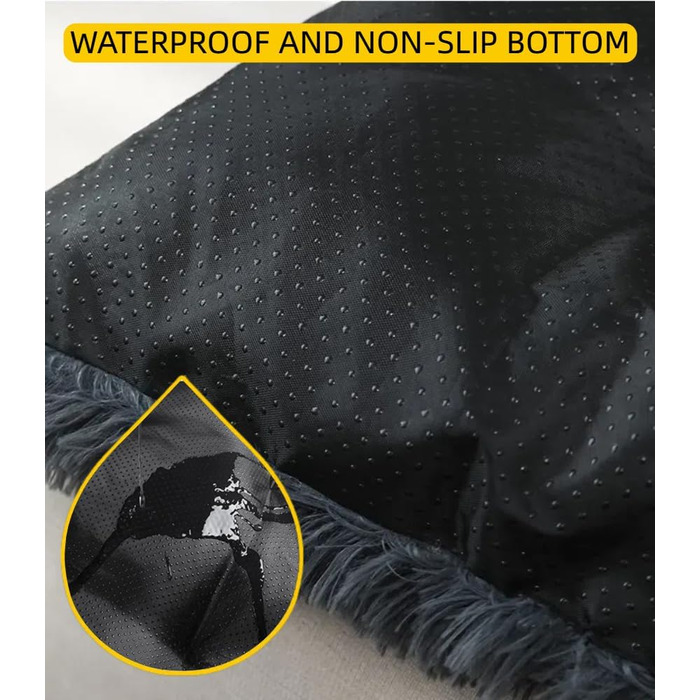 М'яке ліжко для собак великих та середніх порід, плюшеве килим для собак, потовщене покриття для собак з неслизьким дном, пухнасте ліжко для домашніх тварин, можна прати та знімає стрес (59x80 см, темно-сіро-блакитний)