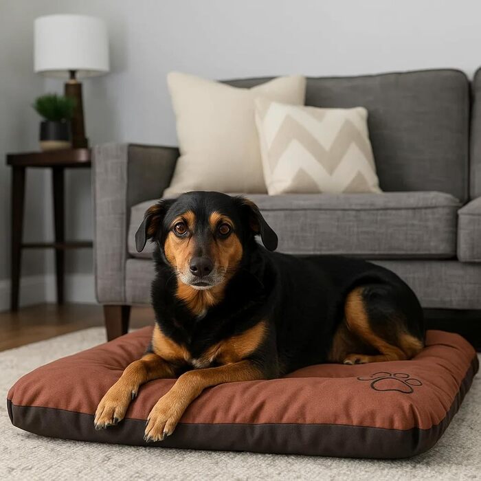 Матрац для собак, лежанка для собак великих, середніх та маленьких порід - водонепроникний килимок для собак, м'який лежак з піною, Outdoor та міцний матрац для собак - 115x80x12 см, світло-коричневий R3(115 x 80 см), світло-коричневий