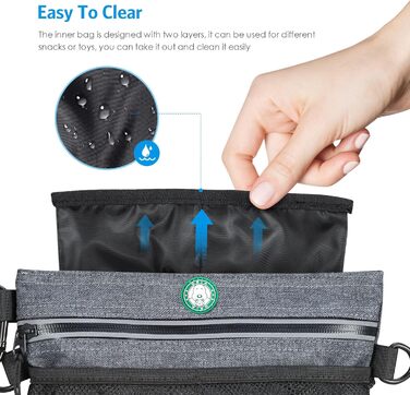 Сумка для ласощів для собак Brifit з магнітною застібкою, для тренувань, з регульованим поясом, знімною внутрішньою кишенею та дозатором для відходів, 22 x 19 x 3 см