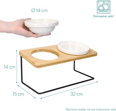 Підвищені годівниці для котів Navaris - 2 годівниці з кераміки - годівниця для котів та собак