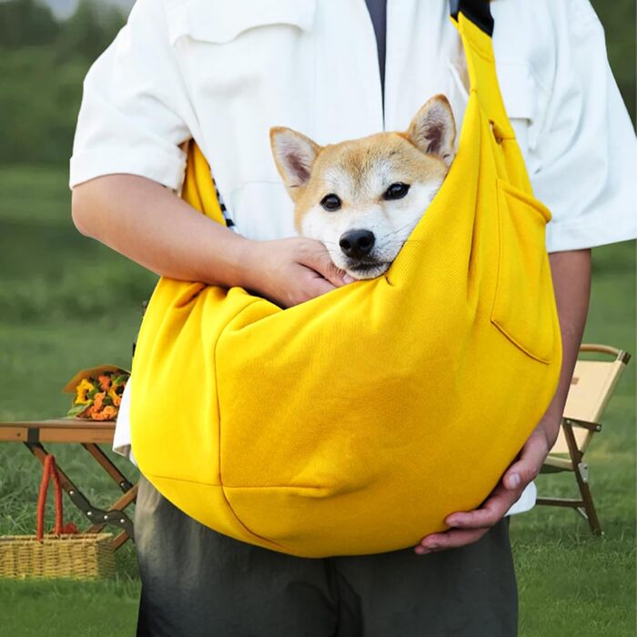 Переноска для собак Sertay, регульована, реверсивна, для маленьких собак, зручна переноска для прогулянок та покупок (жовта)