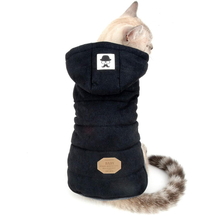 Зимова куртка для собак Selmai, тепла накидка для маленьких собак, чорна, XL