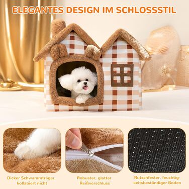 Будиночок для собак і котів ALLSOPETS, складаний, знімна подушка, зимове тепле ліжко у вигляді ведмедя, розмір M, для домашніх тварин