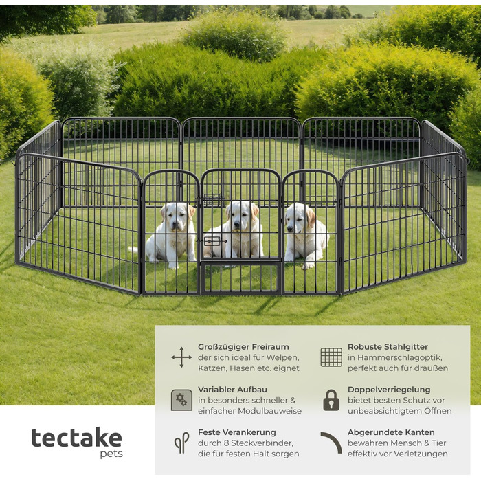Тектейк вольєр для цуценят, 60 см, 8 грат, чорний - 402502