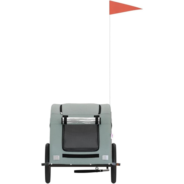 Фургон для собак VidaXL - сірий, 45 кг, з прапором та відбивачами, 125 x 63 x 66 см