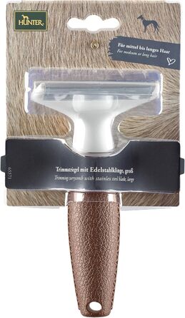 Трімстригель Hunter SPA з нержавіючою сталлю для собак та коней, 15,5 x 6,5 см, M (65 зубців)