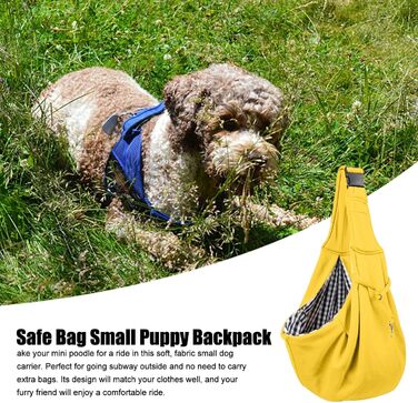 Сумка для собак, перекидна, через плече, для маленьких собак, перекидна, звільняє руки, з регульованим ремінцем для маленьких тварин, для подорожей (жовта)