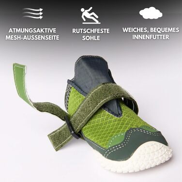 Зручні собачі чоботи Spark Paws – неслизькі, дихаючі, захист лап для літа та походів, міцні, набір 4 шт. – Зелені, розмір 5.0 см | 10-15 кг