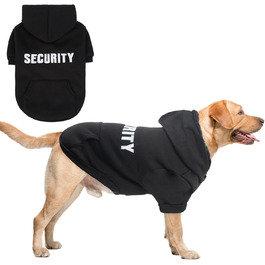 Світшот для собак SCENEREAL з капюшоном для великих, середніх та маленьких собак, вишита одяг для собак з кишенею для шапки та отвором для повідка, м'який, теплий фліс, чорний, X-Large (обхват грудей 66 см)