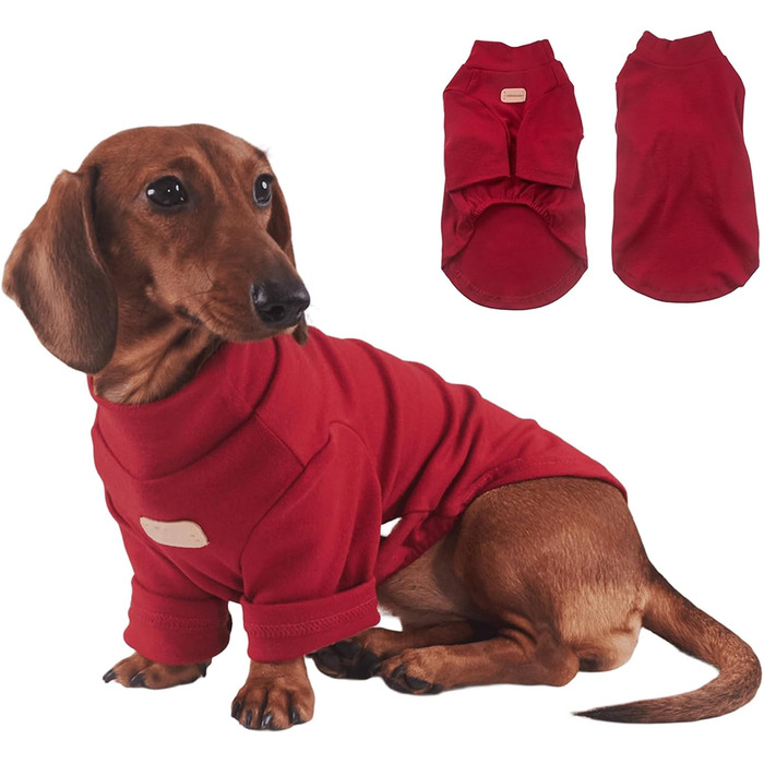Сорочка Dacke-Hemd для собак середніх та маленьких порід, бавовна, тепла на весну та осінь, двонога модель (червона, M)