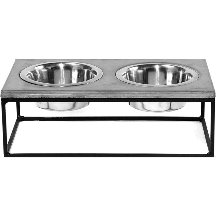 FEEDO - годівниця для собак з бетону | Подвійний миска | Аксесуари для собак (S, світло-сірий)