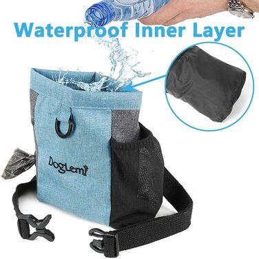 Футляр для ласощів для собак Leckerlibeutel з магнітною застібкою, водонепроникний, з регульованим шнурком та відділенням для відходів, для тренувань та навчання собак (Блакитний)