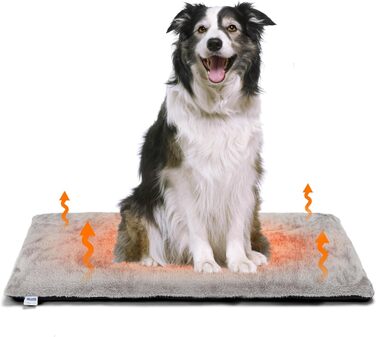 Nobleza Самогріюча килимок для собак та котів, тепла підстилка для домашніх тварин на зиму, м'яке ліжко для собак з Memory Foam, знімний, м'який плюшевий чохол, сірий, 91x58x4 см