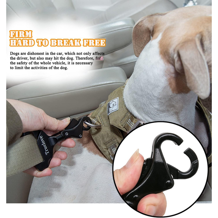 Безпечний поводок для собак з пряжкою, сумісний з усіма авторемнями, для нашийника/шлейки, TLM1993 фіолетовий (TLM1993--чорний)