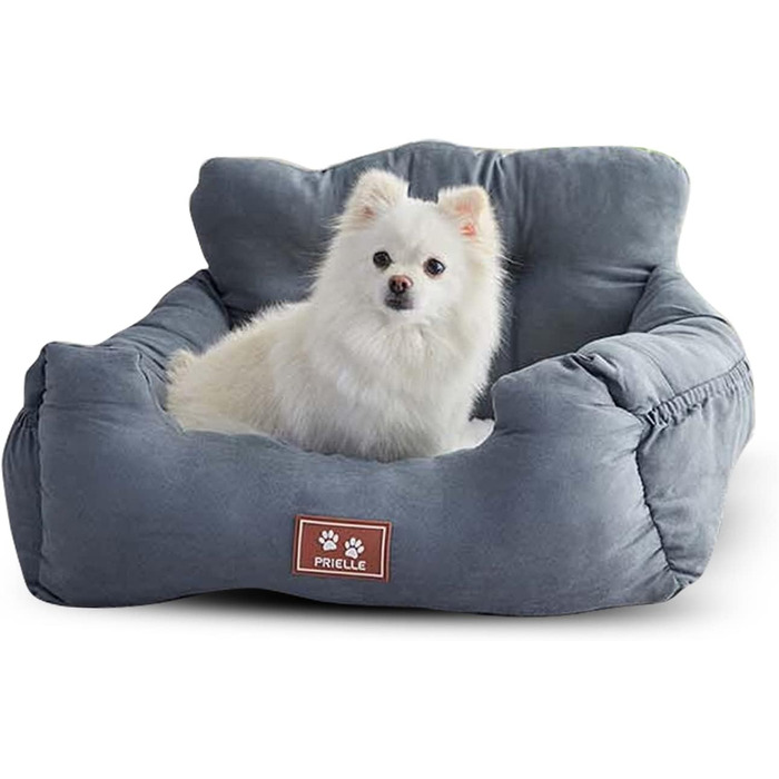 PETCUTE: Зручний автокрісло для собак, сірого кольору. Безпечний кріплення, знімний килимок, кишені для зберігання. Підходить для маленьких собак