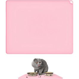 Силіконова килимок для годування домашніх тварин, 50.8 x 40.6 см, вологостійкий, з антиковзаючою основою та захистом від протікання, легко миється (Рожевий)