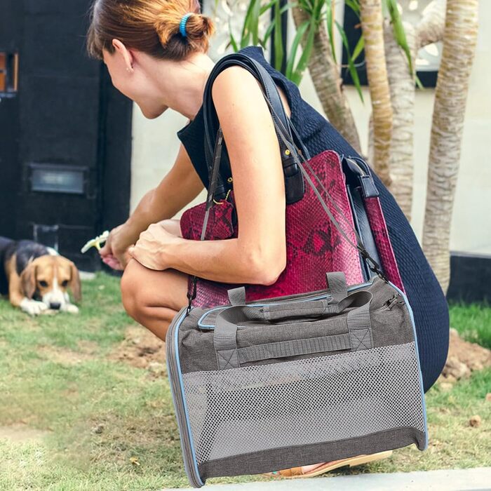 ANDRESLAD Сумка-переноска для котів та цуценят з дихаючої тканини Оксфорд, легка, з сіткою, для подорожей