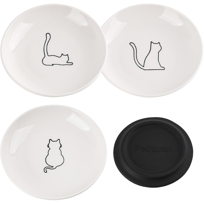 Набір мисок для котів з кераміки (3 шт.) - широкі, зручні, для корму та води