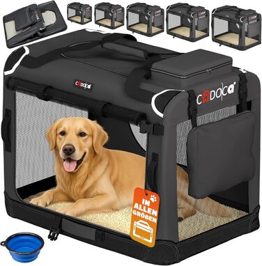 Складана переносна переносна коробка для собак XXXL 101x70x70 см, міцна, дихаюча, для автомобіля, сіра