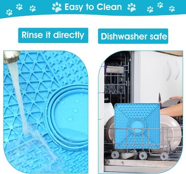 Лежак-лежак для собак VOOWO 2-в-1, миска для повільного годування, миска для їжі та води, силіконовий килимок для собак з присосками, великі та середні породи, блакитний