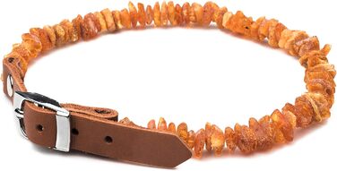 Нашийник для собак з бурштину Amber Neck, ручна робота, натуральний балтійський бурштин, справжня шкіра, регульований, подарункова упаковка, 40-45 см