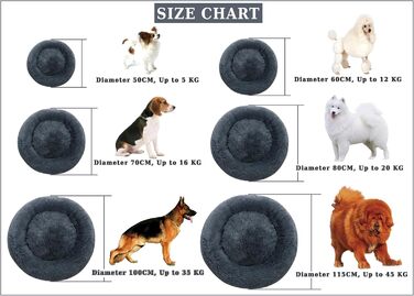 Крісло-гніздо для собак XXXL, кругле, знімний, пральний чохол, антистрес, штучне хутро, м'яке, комфортне, пухнасте ліжко для тварин (115см, Темно-Сірий)