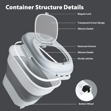 Viretec Контейнер для корму 22,7 кг, складний, з кришкою на замку, на колесах, для собак і котів, білий