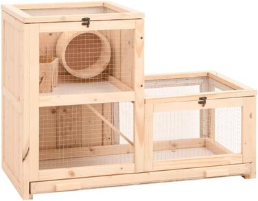 Клітка для хом'яків vidaXL 81x40x60 см, масивна деревина ялиці