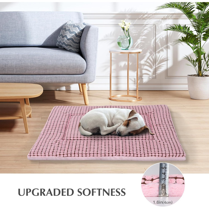 Ортопедичний лежак для собак BVAGSS, м'який килимок для собак, теплий лежак для собак маленьких, середніх та великих порід XH079 (60x45x4 см, рожевий)