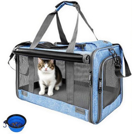 Транспортна переноска для собак та котів SHJOEE, складана, синього кольору, 46 x 46 x 30 см
