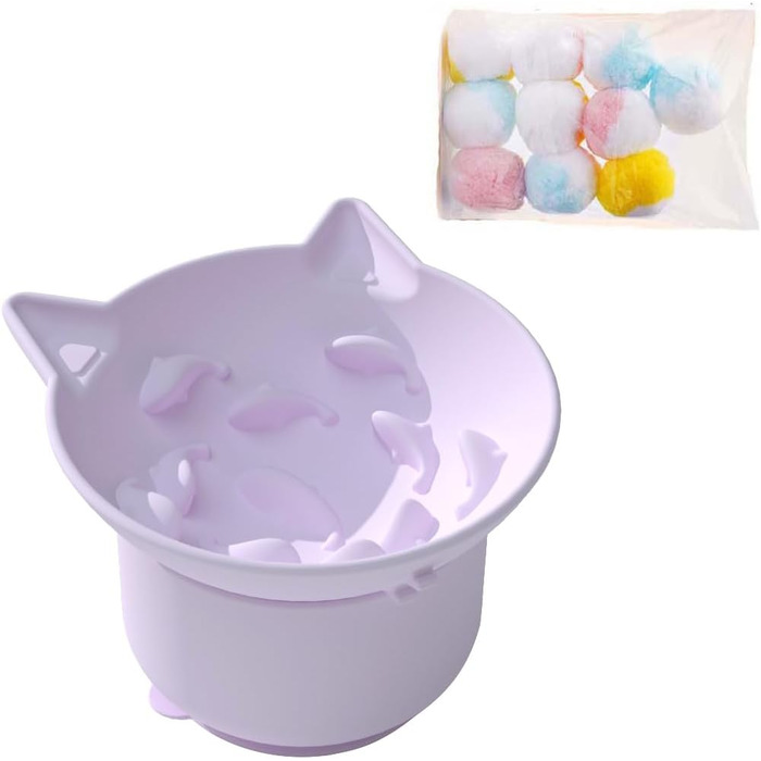 Миска для котів Suyoku для повільного годування, силікон, зелений/фіолетовий, запобігає болю в шиї, анти-блювотний набір