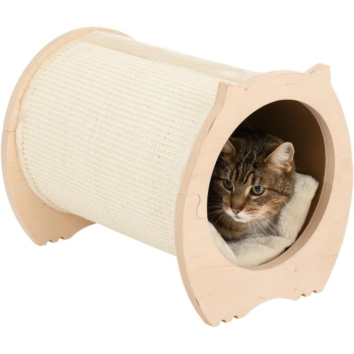 Котячий будиночок Peony – кігтеточка з тунелем | Розміри 41 x 30,5 x 32,5 см | Ø 27 см