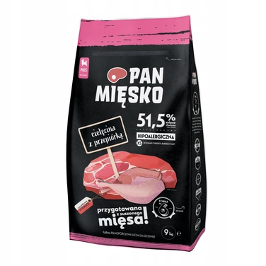 Сухий корм для цуценят Pan Mięsko Телятина з перепелом XS, 9 кг