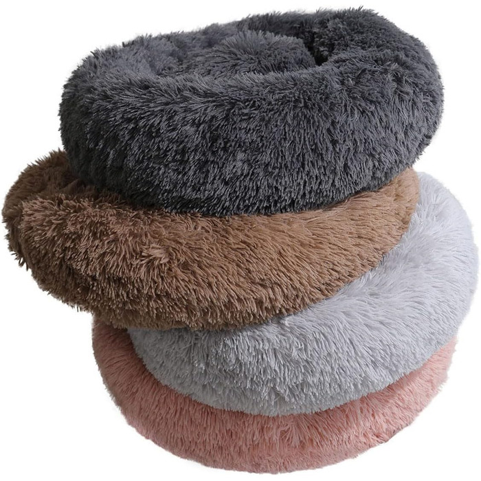 М'яке ліжко-подушка у вигляді пончика для собак та котів. Зручне, антиковзне, миється. Розмір S (40 см), колір коричневий